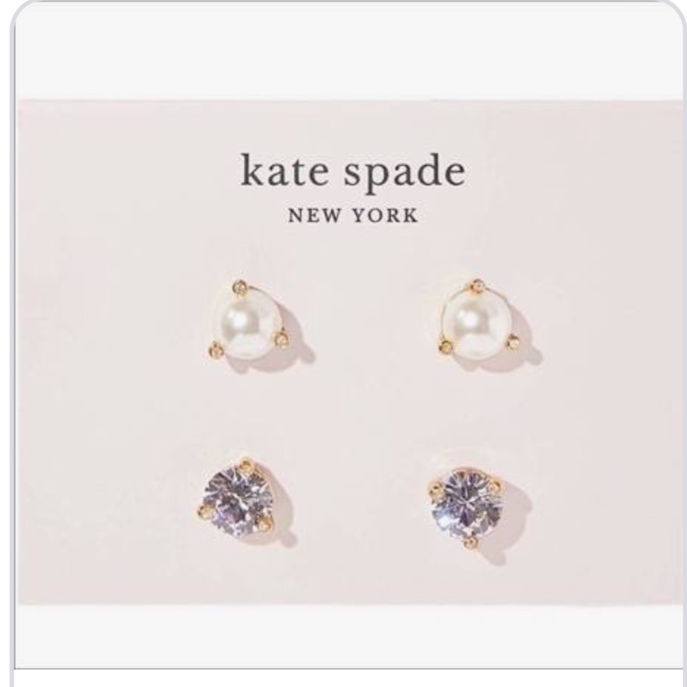 💎Kate Spade Rise and Shine Diamond and Pearl Earring Set NWT